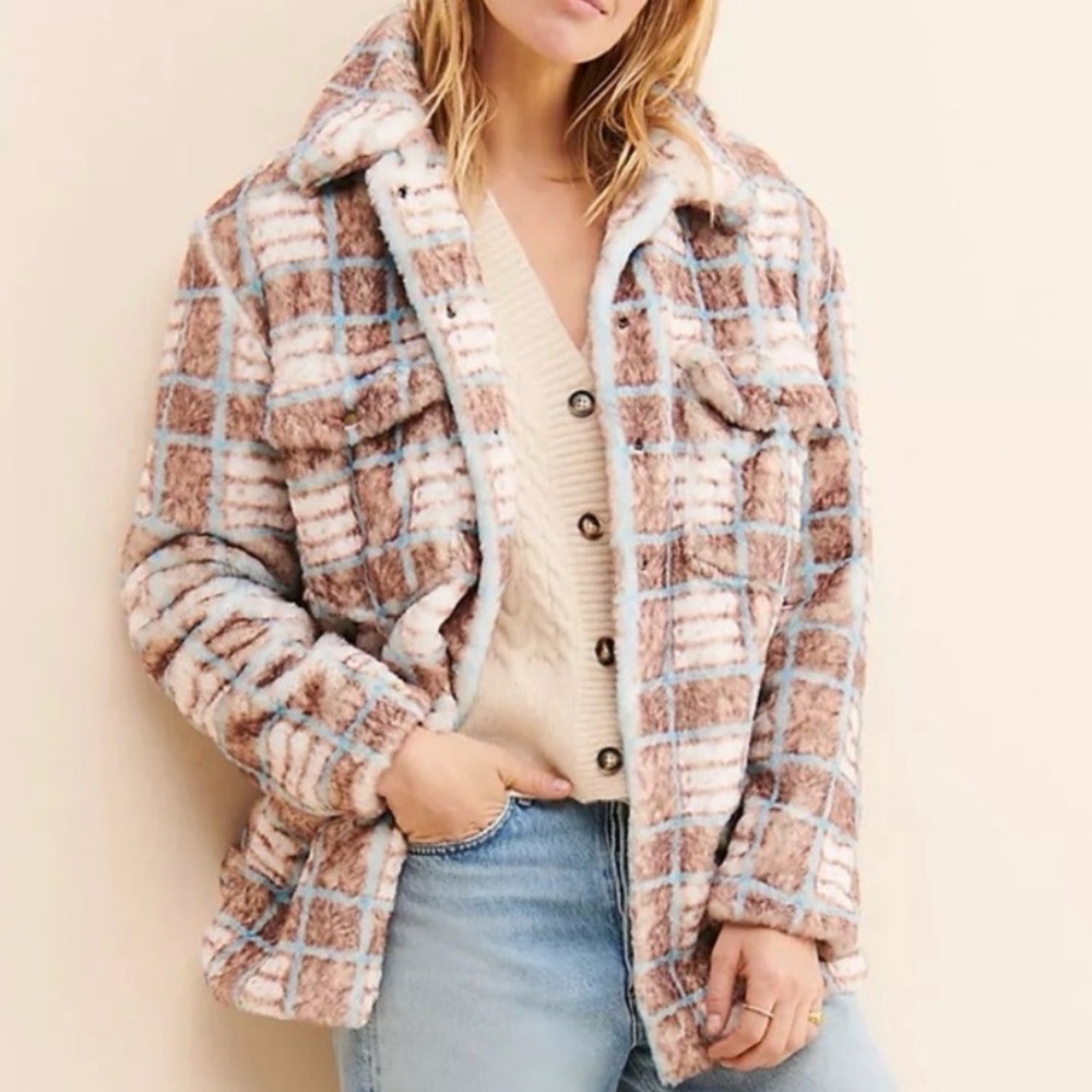 💎RARE💎🆕ANTHROPOLOGIE Brand HUTCH, Faux Fur Shacket, Size Medium